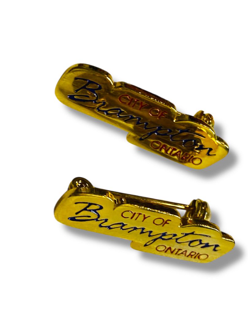 City of Brampton Ontario Goldtone 1" Lapel Pins Set of 2