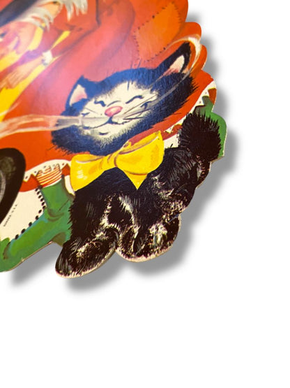 Vintage Eureka Cutout Witch Cat Halloween Cute 10.5" USA