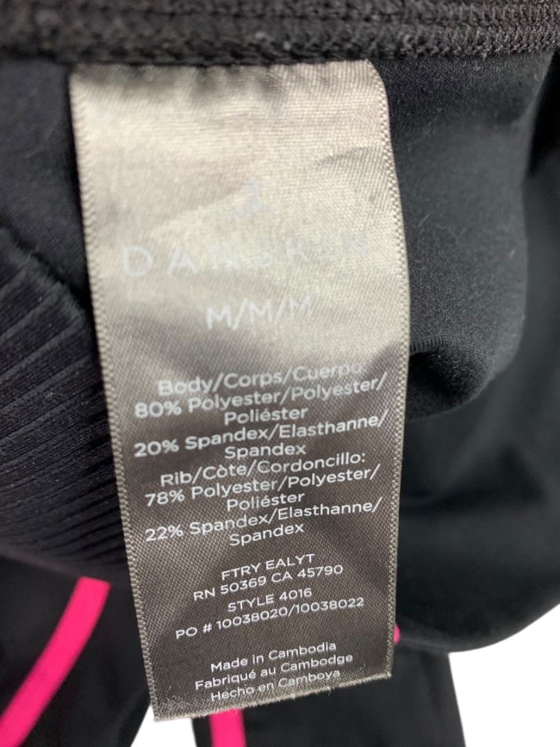 Medium Danskin Womens Black Leggings Pockets Pink Stripe