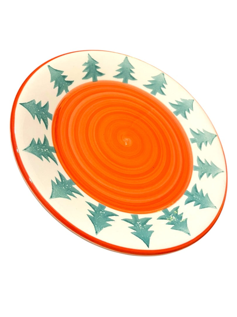 Set of 3 Pier 1 Christmas Tree 9.5" Salad Plates Pottery Christmas