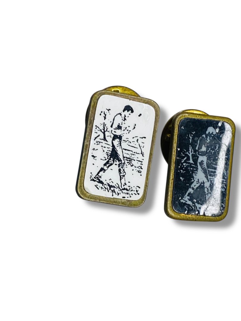 Set of 2 Resin Lapel Pins .6" Navy Blue White Man in Field