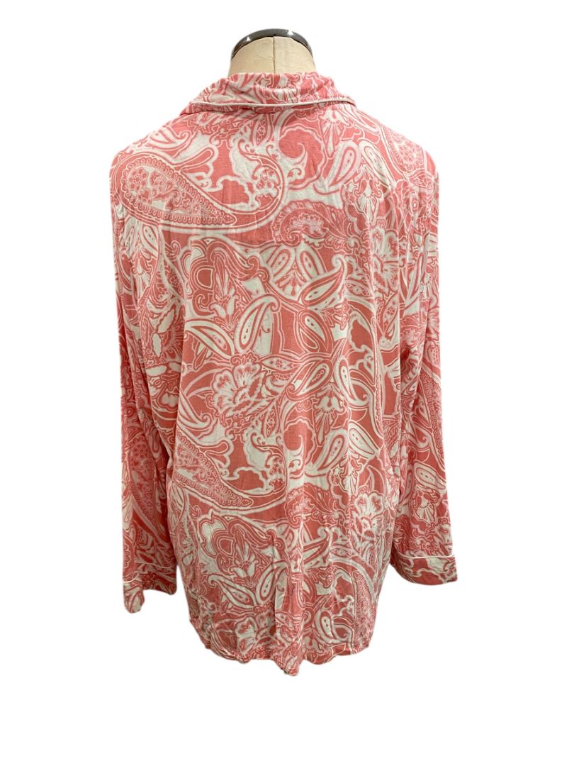 Size XL Soma Pink PJ Top Shirt Button Up Pink White Womens