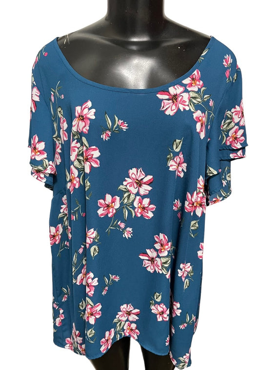 2X Torrid Women's Georgette Flutter Short Sleeve Pullover Blouse