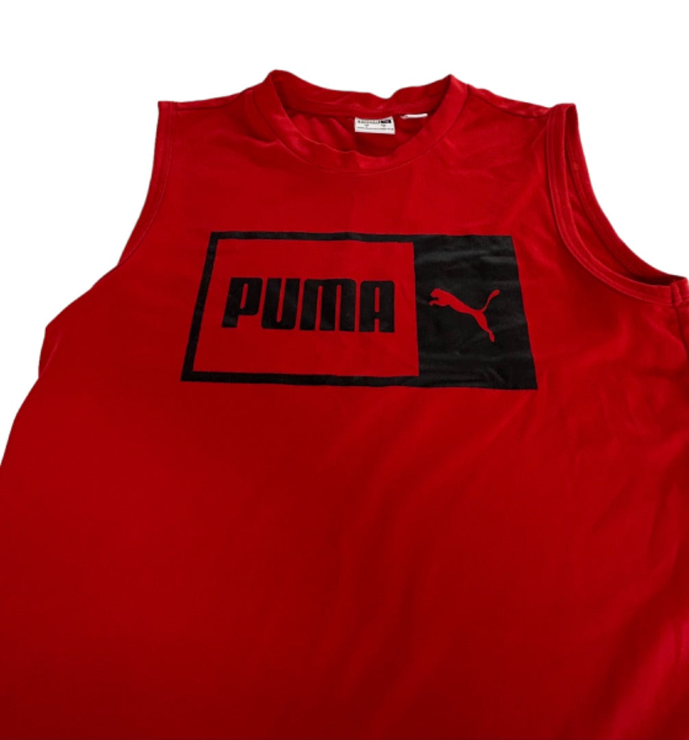 Size 7 Puma Youth Red Black Tank Top Sleeveless Activewear