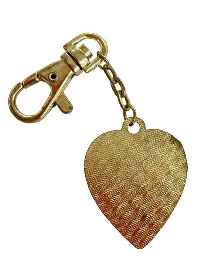 Prayer Hands Key Purse Clip Pendant Heart Goldtone Enameled 1.5"