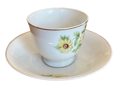 Vintage Japan Porcelain Yellow Daisy Petite Cup and Saucer Set