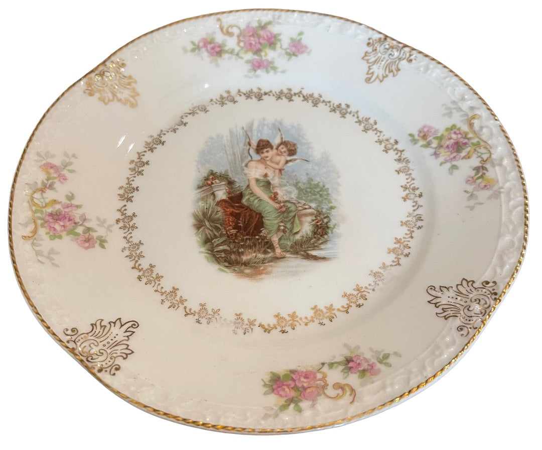 ZS & Co Bavaria Cherub Maiden Zeh Scherzer 7.5" Plate Art Nouveau