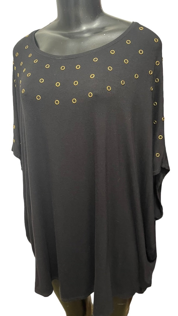 3X Philosophy Woman Republic Clothing Black Top with Gold Grommets