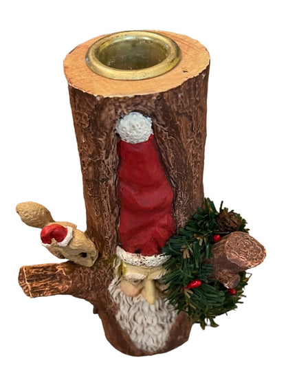 Santa's World Kurt S Adler Inc Santa Tree Stump Squirel Wreath Candle Holder