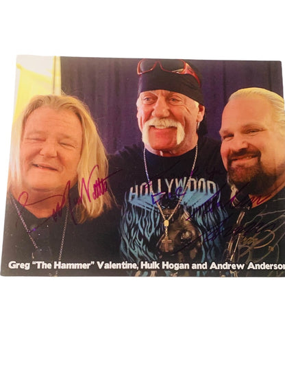 Signed 8 x 10 Cardstock Promo Wrestling Greg "The Hammer" Valentine Andrew Anderson Personalized Autograph