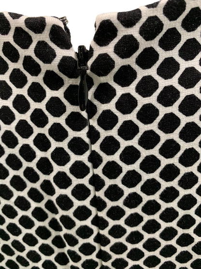 Size 16W Talbots Plus Geometric Print Sheath Dress Ponte Knit Sleeveless Black White