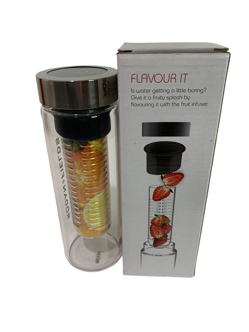 ASOBU Flavour It 20 oz Fruit Infuser Reusable Glass Water Bottle Infusion New