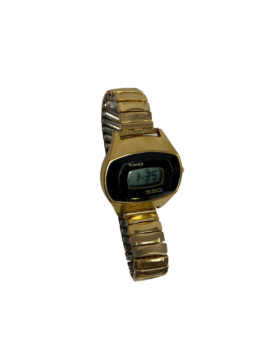 Timex Vintage 1970s SSQ Digital Sports Watch Goldtone As Is with Manual