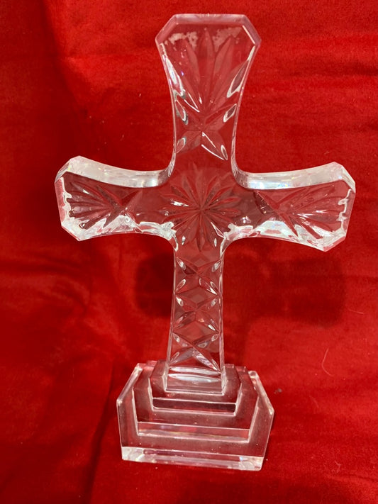 Marquis by Waterford 8" Standing Crystal Cross Clear Glass Chip