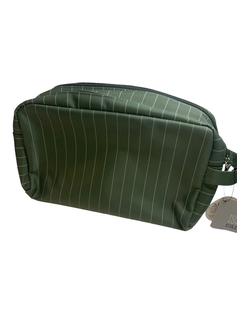 Tough Love + Carry Mens  Green Pinstripe Toiletry Grooming Bag New Travel