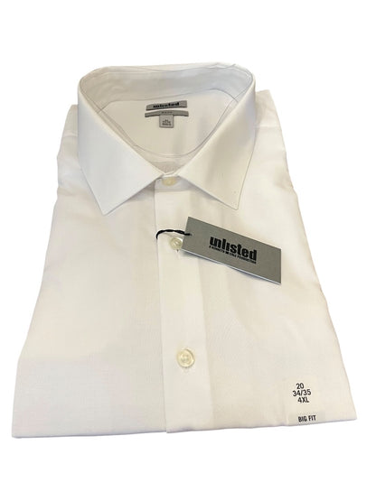 20 34/35 4XL Unlisted Kenneth Cole Big Fit Mens Dress Shirt White NEW