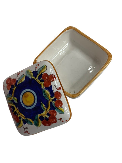 Denuta Italy Hand Painted Ceramic Lidded Trinket Box 2.5 inches