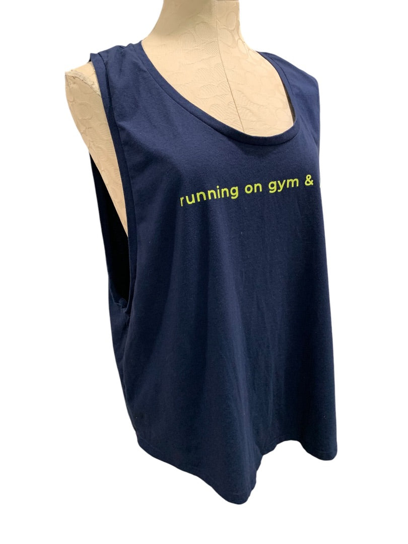 XXL Fabletics Womens "running on gym & juice" Sleeveless Tshirt Tank