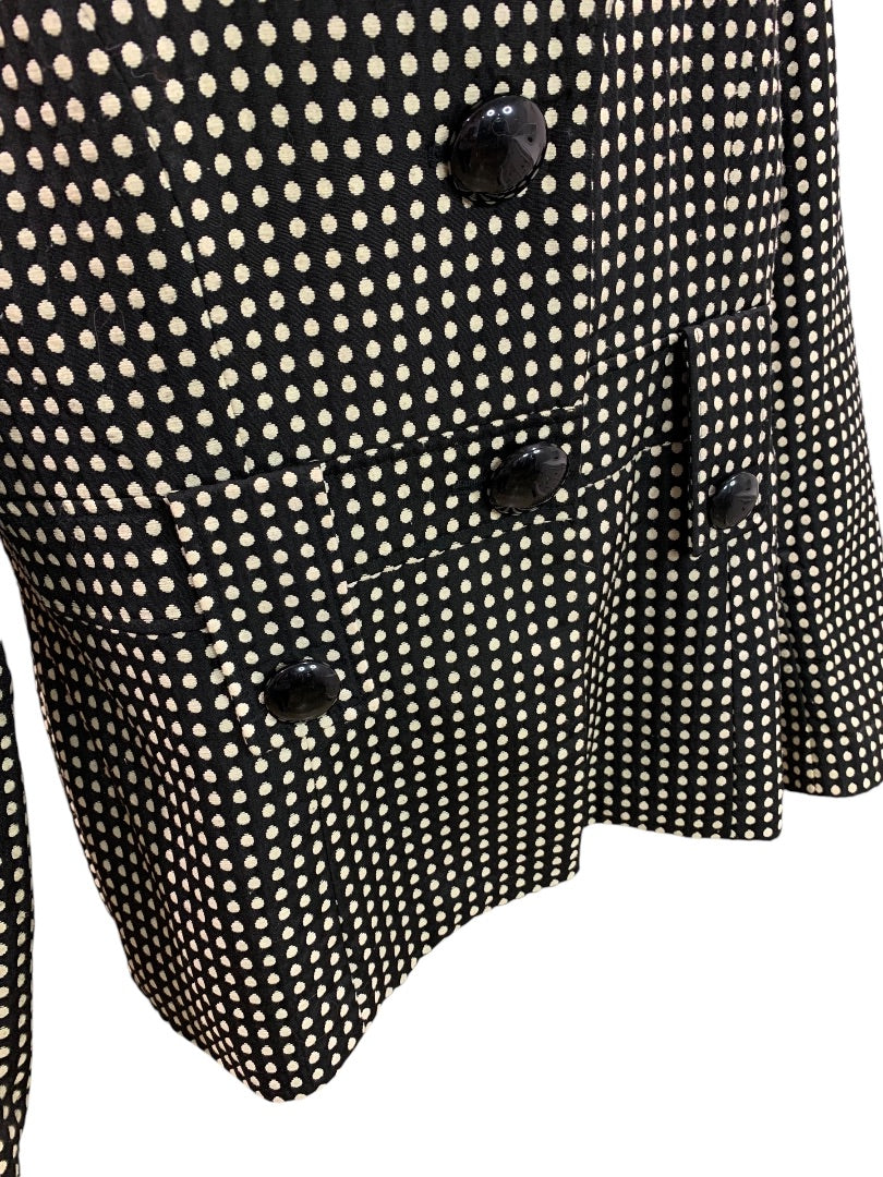 XL Susan Bristol Black Polka Dot Jacket Blazer Lapels