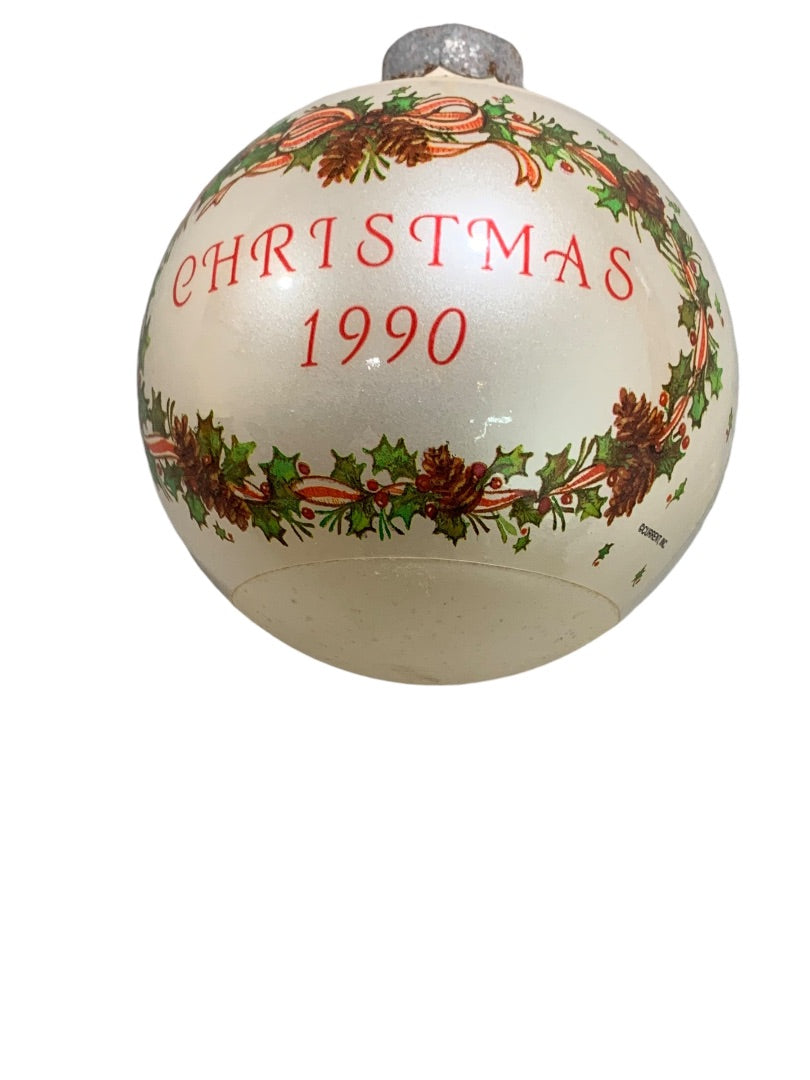 Current Vintage 1990 Grandpa Glass Wrap Ornament Ball