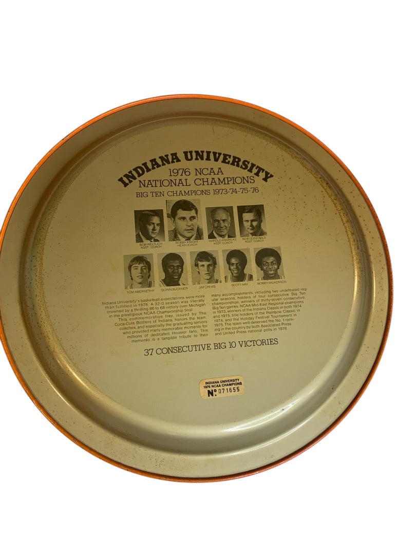 Vintage 1976 Indiana University Coca-Cola Metal Tray 12 Inch NCAA