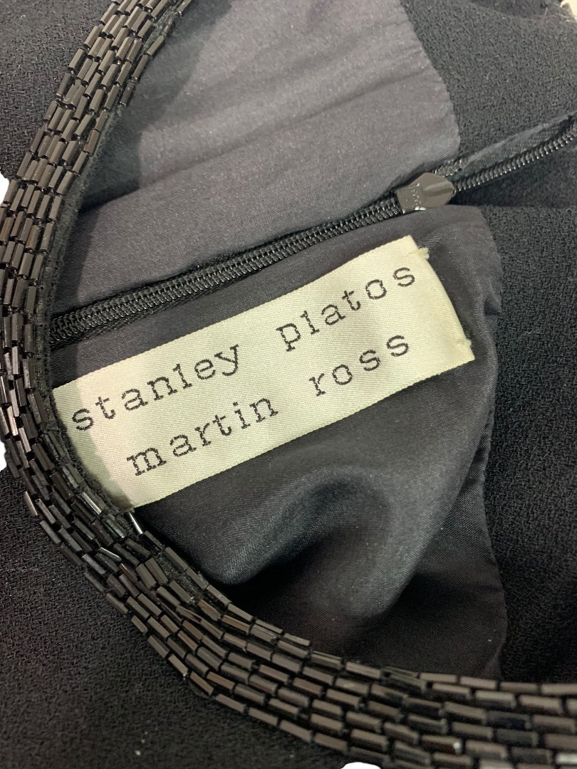 Size 10 Stanley Platos Martin Ross Shift Dress Black 1980s Vintage Wool