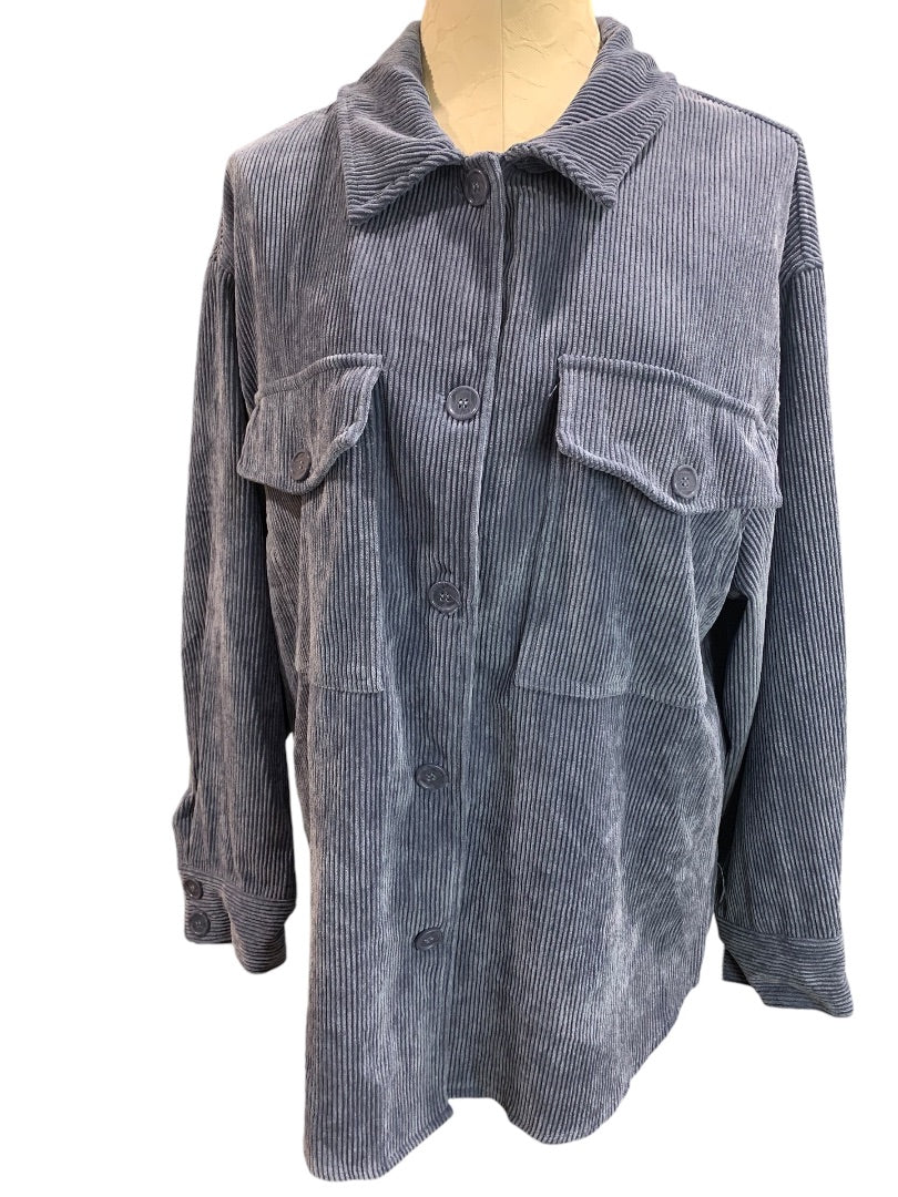 XL Ashley Womens Corduroy Button Up Shirt Shacket