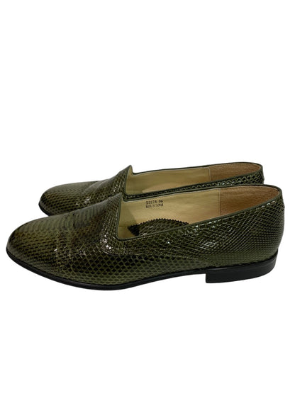 Size 9.5 Stacy Adams Mens Viper Snakeskin Olive Loafers Vintage