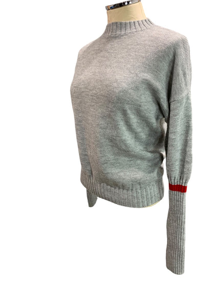 Small Gray Womens Sweater Fitted Forearm Stripe