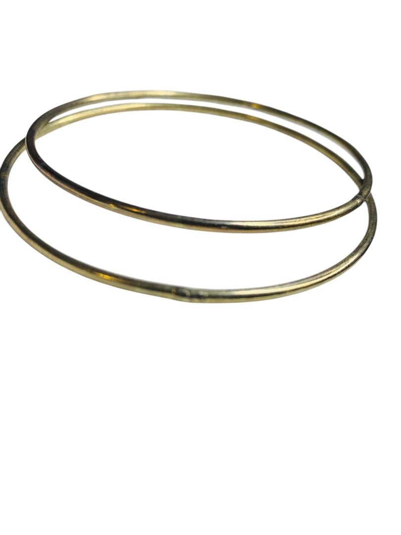 Vintage Set of 2 Goldtone Bangles Thin 2.7 Inch Inside Diameter