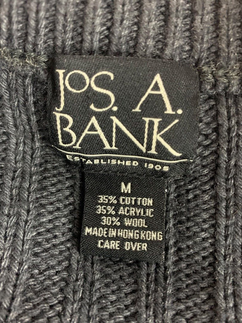 Medium Jos A Bank Mens V-Neck Sweater Wool Blend Charcoal