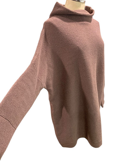 Medium Free People Womens Oversize Mauve Tunic Sweater Mockneck