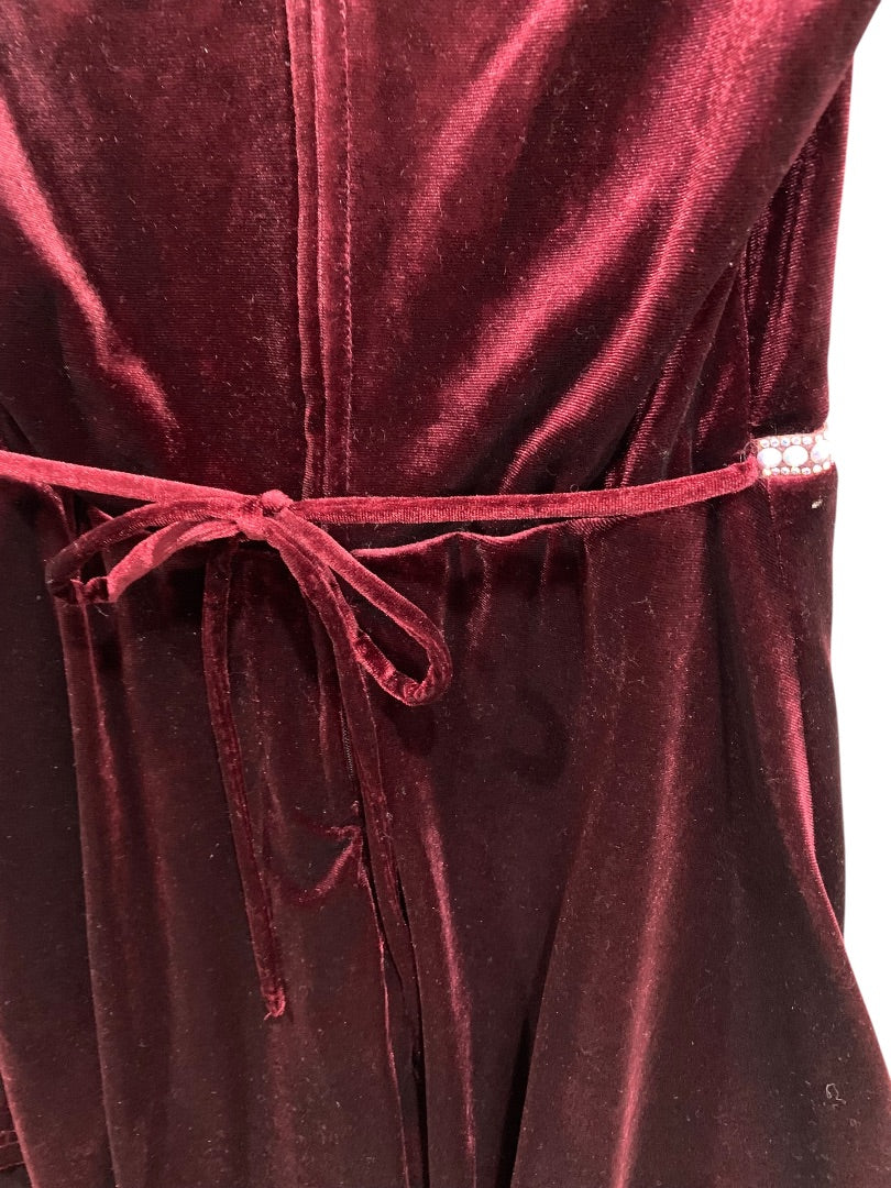 Size 10 Speechless Kids Sleeveless Burgundy Dress Velour Holiday