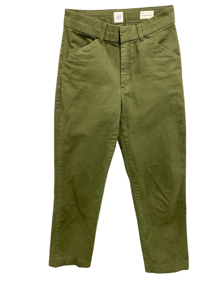 Size 00 Gap Womens Slim Ankle Khaki Pants  Olive Green