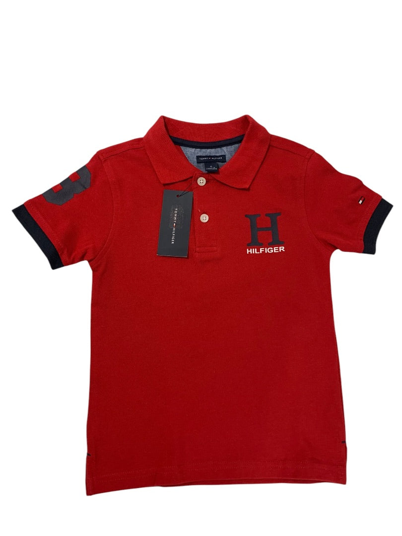 Size 4 Boys Tommy Hilfiger Red Polo Shirt Short Sleeve New