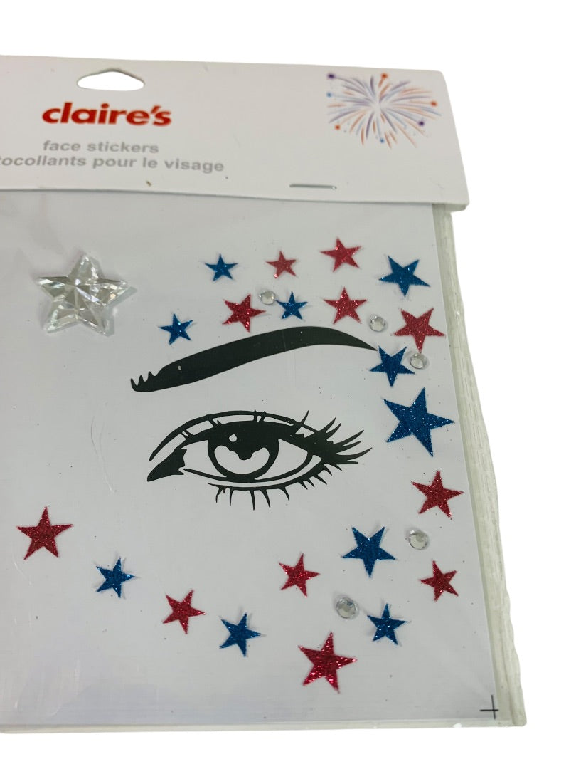 Claires New Face Stickers Patriotic Sparkly Stars USA