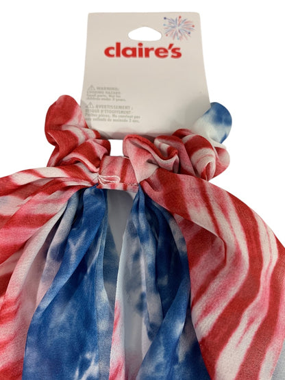 Claires New Hair Elastics Sheer Fabric Cover Train Tail Patriotic
