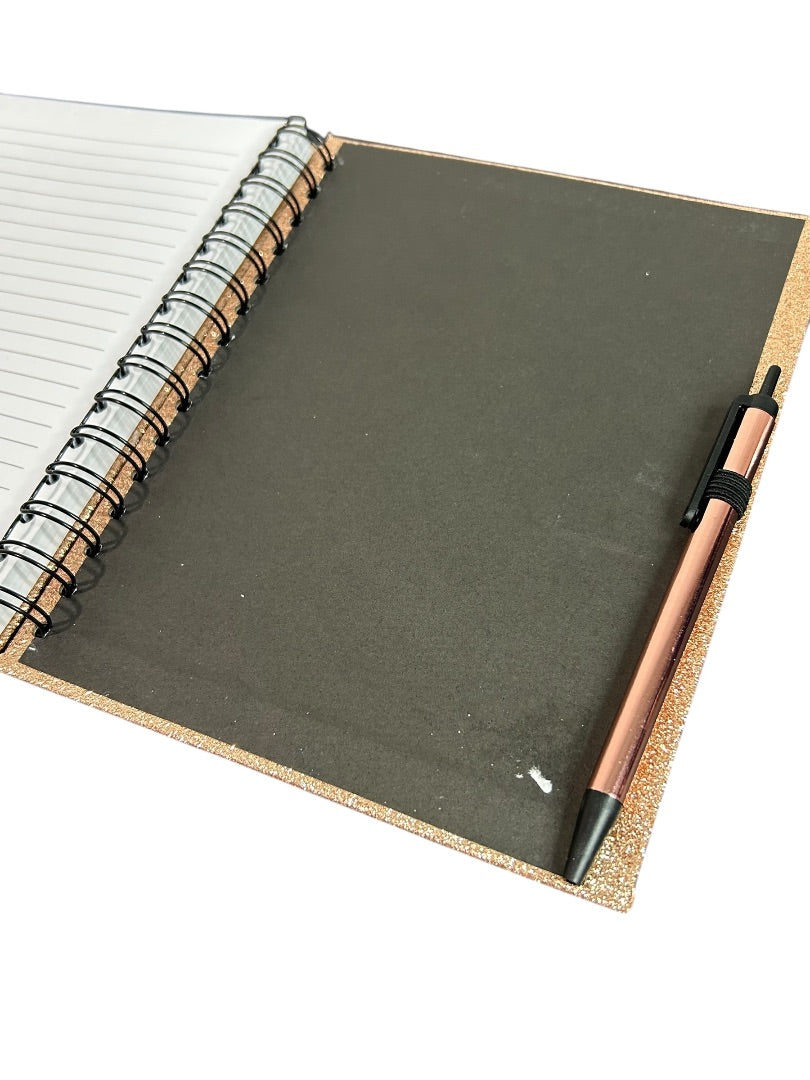 Claires New Gold Glitter Lined Journal Spiral Bound 8 x 6 Inch