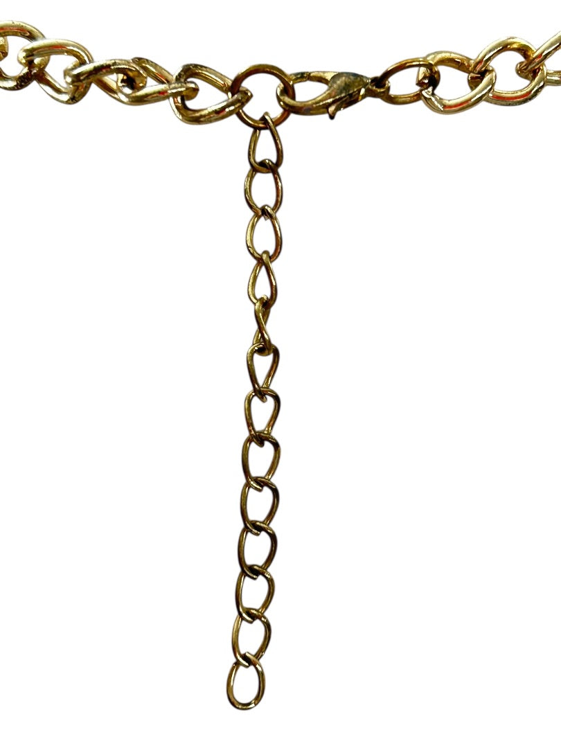 Goldtone Blue Statement Necklace 16-18 Inch Lobster Clasp Faux Pearl