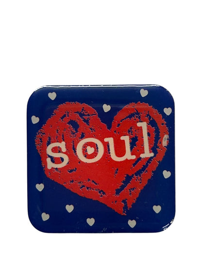 Soul Heart Lapel Pin Square Resin 1.2 Inch Red Blue White