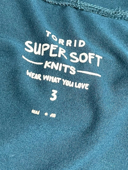 3X Torrid Super Soft Knits Womens Pullover Shirt Lace Sleeve Detail Teal