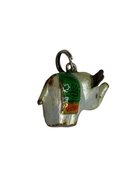 Vintage Metal Painted Elephant Lucky Trunk Up Charm Small .75 Inch