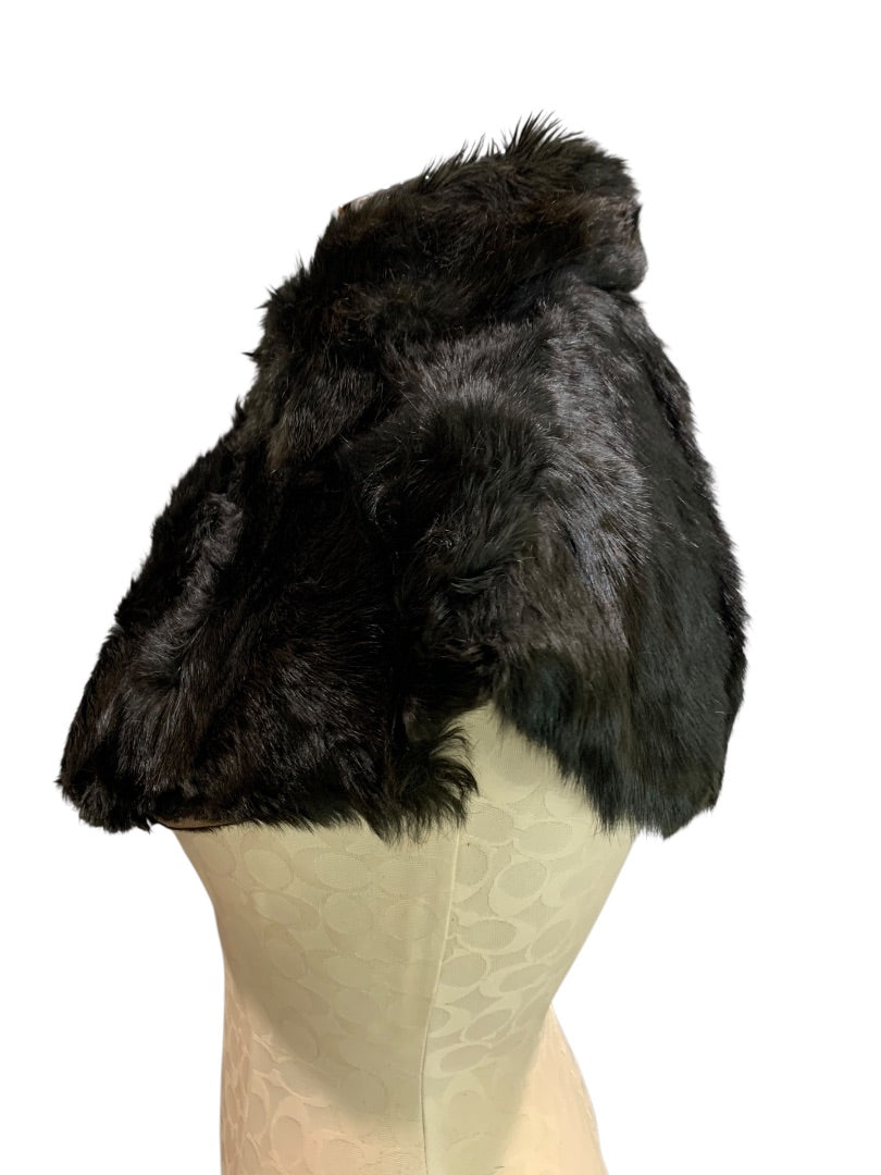1950s Beaver Fur Stole Hook and Eye Closure Satin Lined