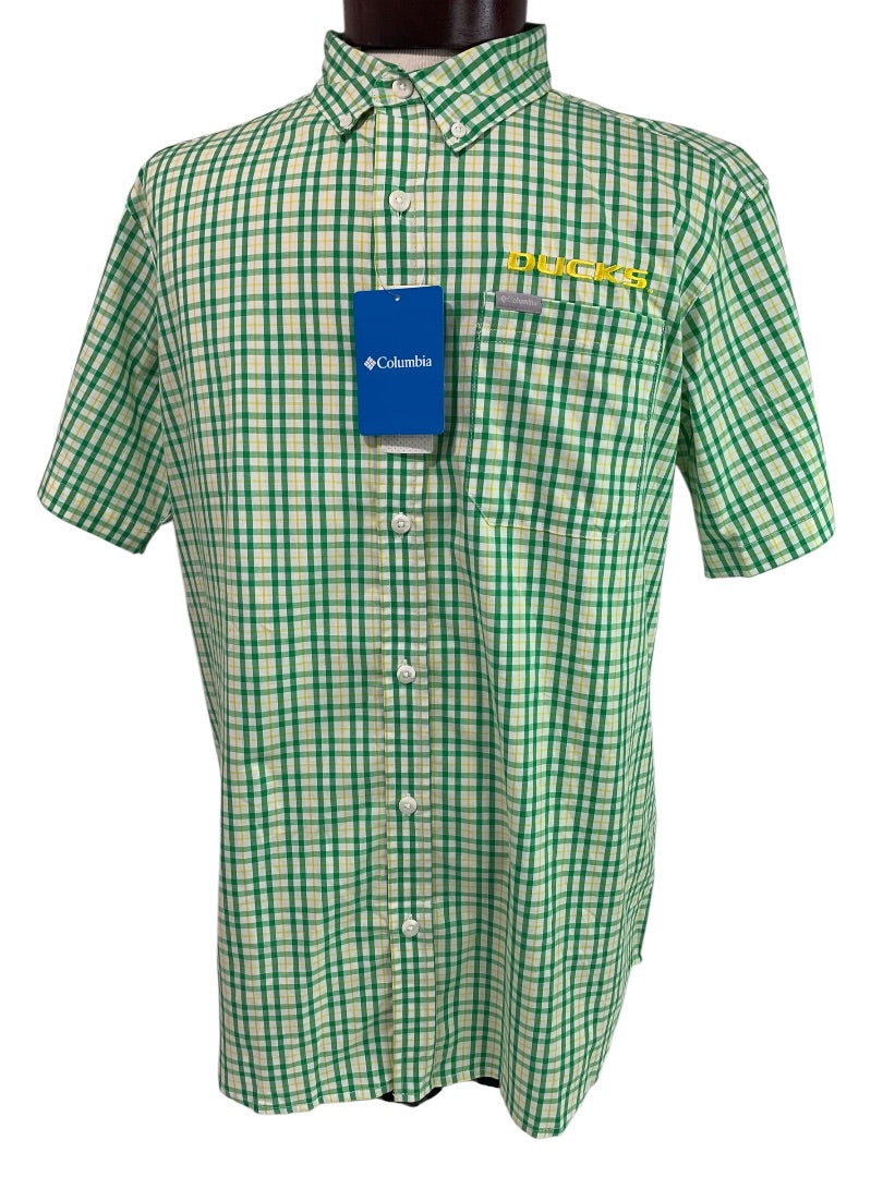 Medium Columbia Mens New Oregon Ducks Button Down Shirt Short Sleeve