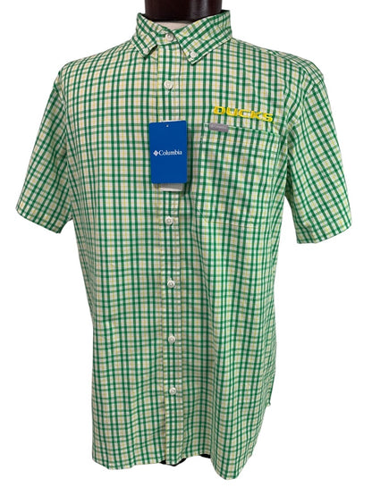 Medium Columbia Mens New Oregon Ducks Button Down Shirt Short Sleeve