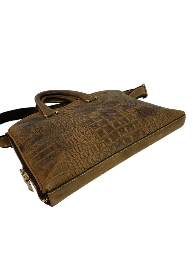 Quintessential Crocodile Style Genuine Leather Bag Briefcase Brown