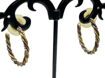 Post Hoop Earrings Pierced Hoop Earrings 1" Twisted Goldtone Silvertone