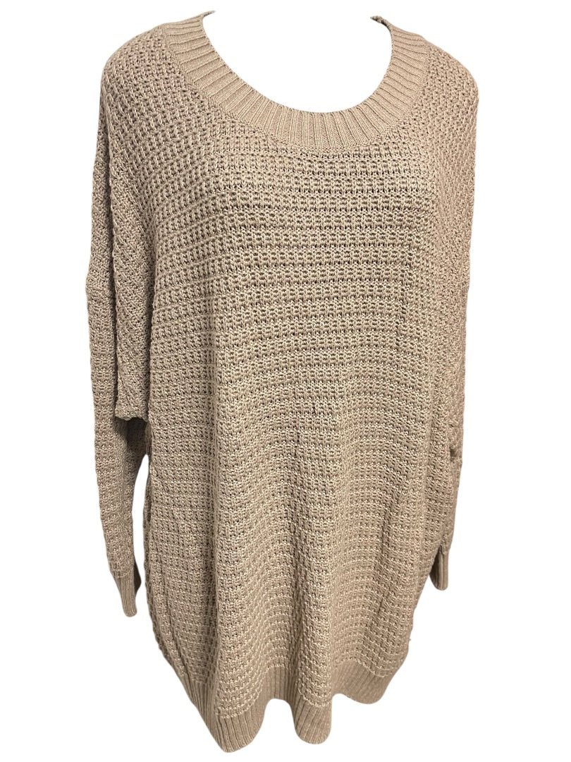 3X Old Navy Crew Neck Long Sleeve Womens Brown Sweater