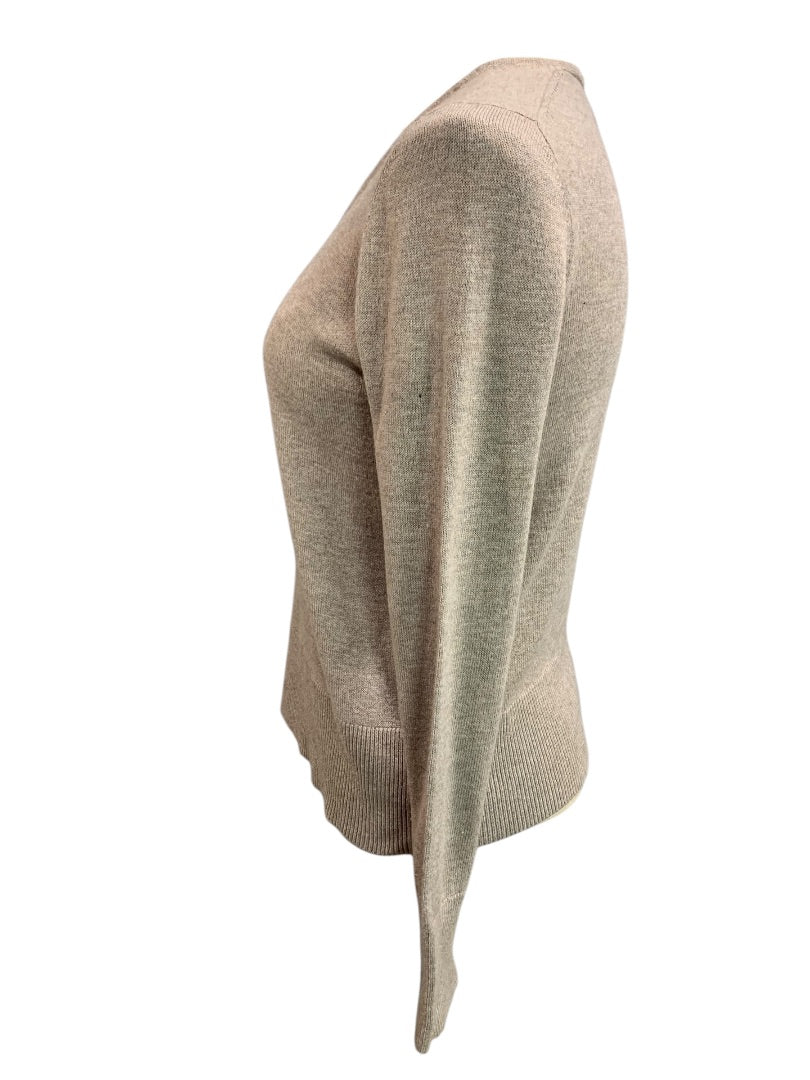 Small Petite Loft Womens Tan Lightweight Sweater V-Neck