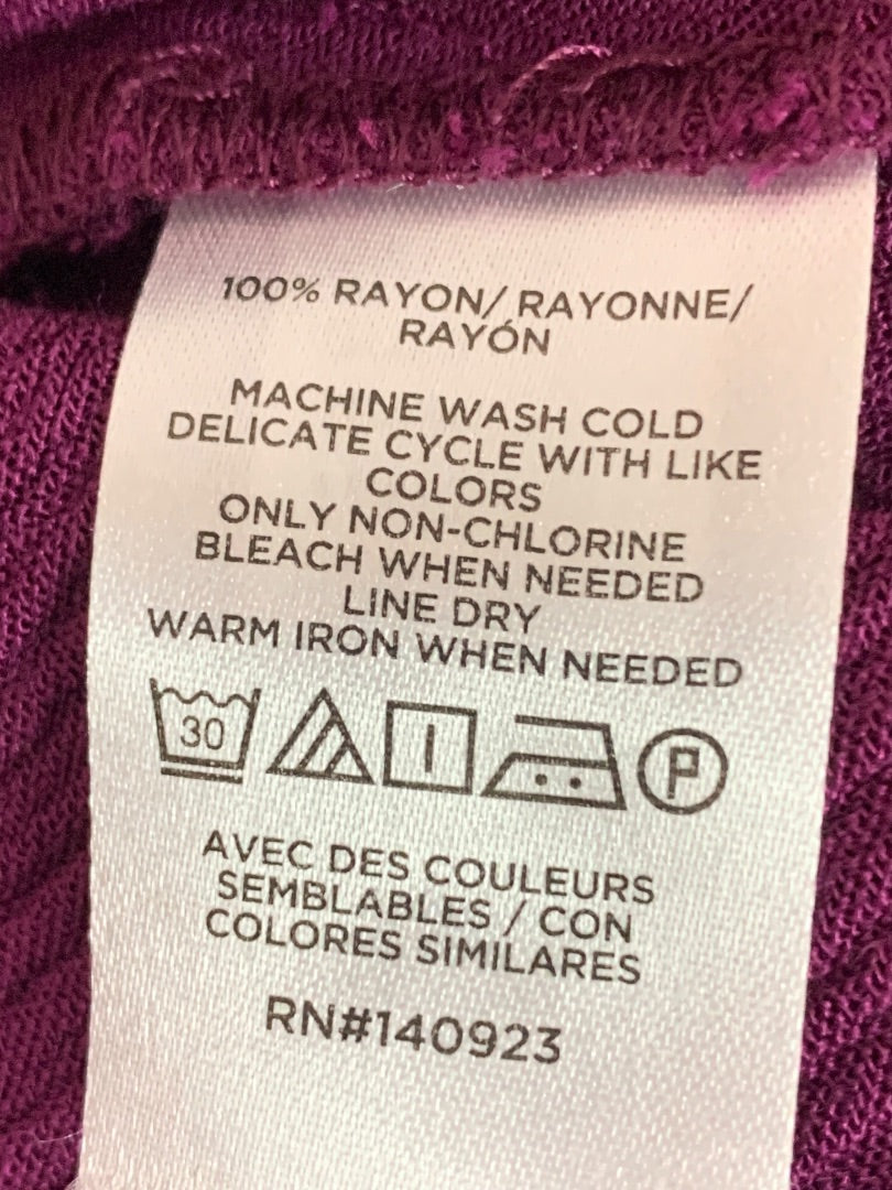 XS Loft Womens Purple Gauzy Rayon Shirt Tie Neck